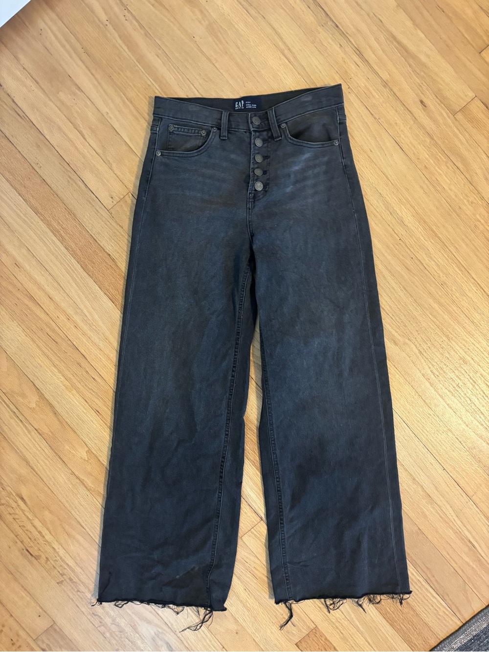 GAP Black High-Rise Wide Leg Jeans with Button Fly | Size 4/27